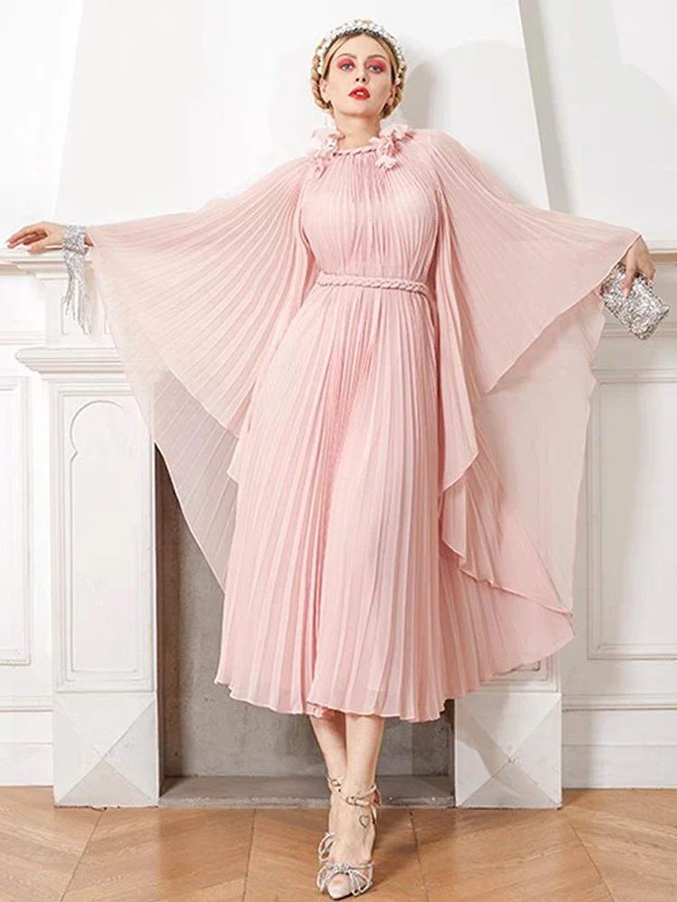 Vintage solid Fried Dough Twists round neck bat sleeve tie waist dress 202 summer women's fashionable loose pleated skirt
Vintage solid Fried Dough Twists round neck bat sleeve tie waist dress 202 summer women's fashionable loose pleated skirt
