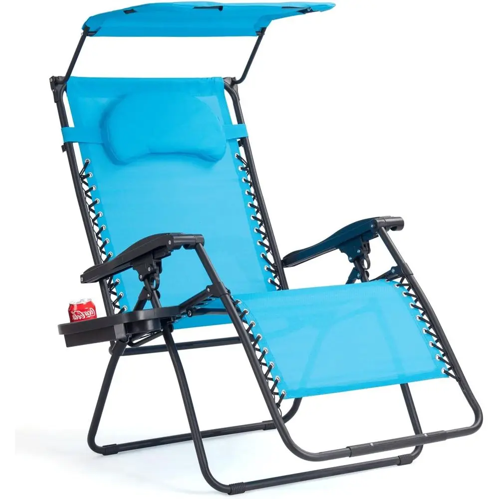 Oversized Zero Gravity Recliner with Shade and Cup Holder for Patio, Deck, or Poolside (Blue)
Oversized Zero Gravity Recliner with Shade and Cup Holder for Patio, Deck, or Poolside (Blue)