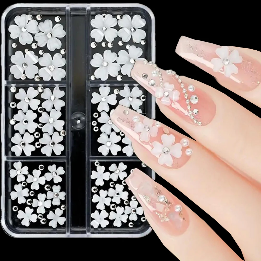6 Grids 3D Resin White Four-petal Flowers Nail Charms 50pcs/box Crystals Flower Glass Rhinestones Nail Jewely 6/8/10mm Mixed Dec
6 Grids 3D Resin White Four-petal Flowers Nail Charms 50pcs/box Crystals Flower Glass Rhinestones Nail Jewely 6/8/10mm Mixed Dec