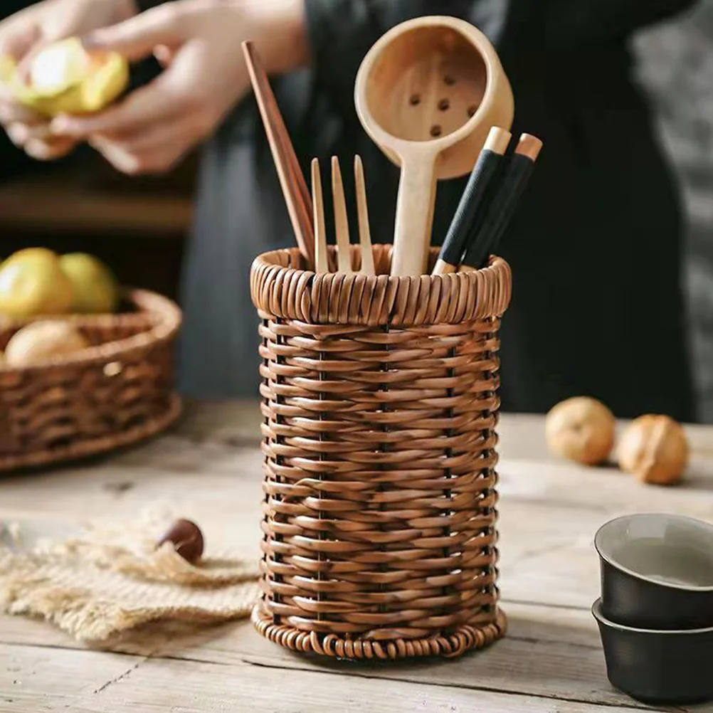 Retro Kitchen Storage Rack Woven Basket Silverware Organizer Imitation Rattan Utensil Drawers
Retro Kitchen Storage Rack Woven Basket Silverware Organizer Imitation Rattan Utensil Drawers