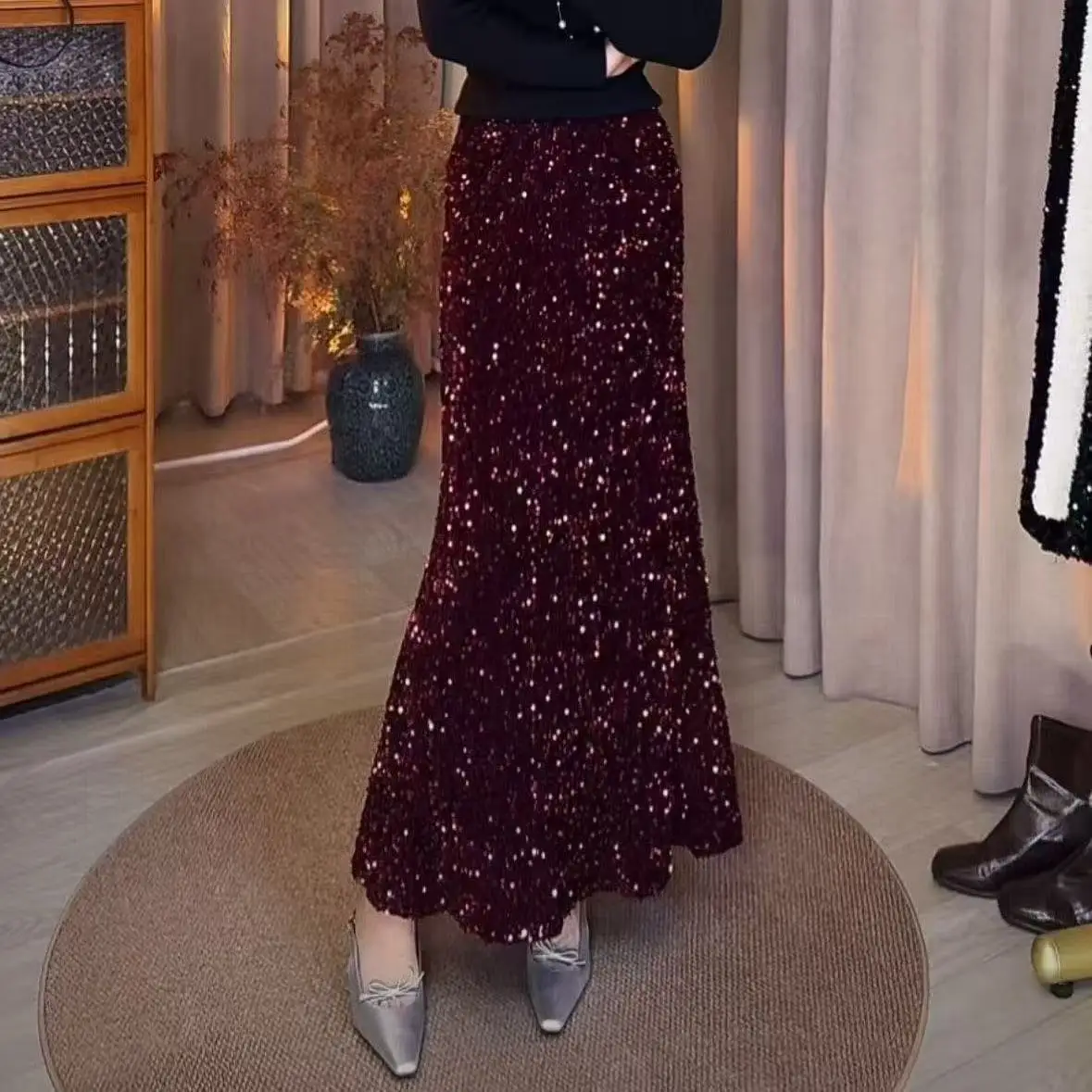 Women Skirts Slimming Fit Solid Color Fishtail Skirt Female Autumn Winter High Waist Bodycon Vintage Thick Stretchy Skirts TS525
Women Skirts Slimming Fit Solid Color Fishtail Skirt Female Autumn Winter High Waist Bodycon Vintage Thick Stretchy Skirts TS525