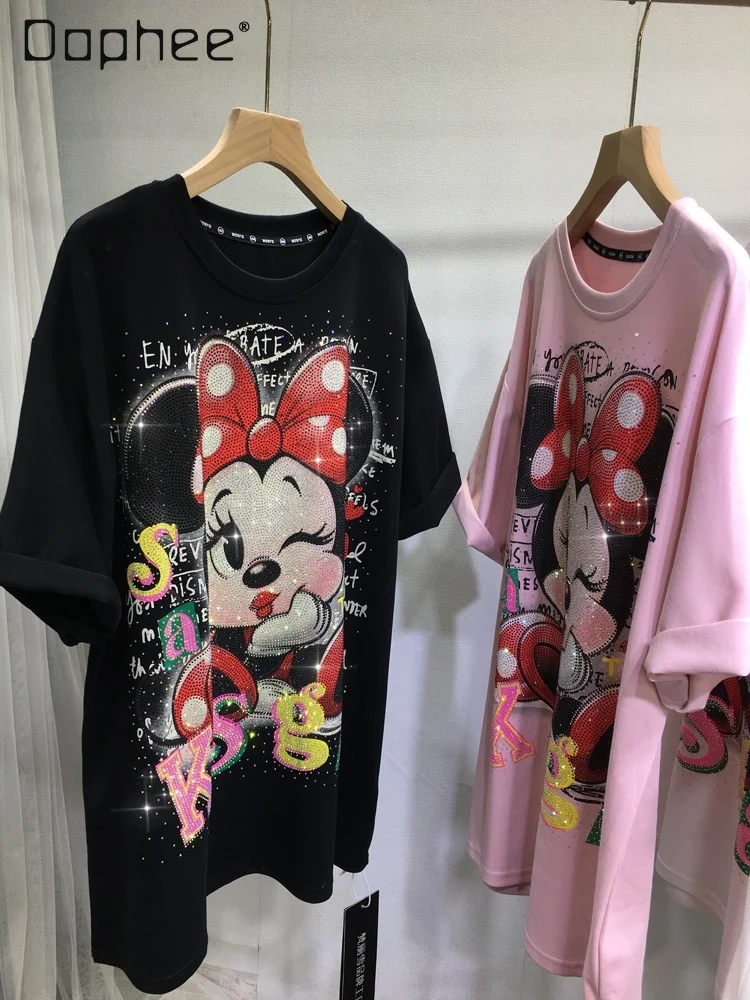 European Goods Heavy Industry Hot Diamond Cartoon T-shirt Female Cute Round Neck Loose Short-sleeved Top Summer New Cotton Tee
European Goods Heavy Industry Hot Diamond Cartoon T-shirt Female Cute Round Neck Loose Short-sleeved Top Summer New Cotton Tee