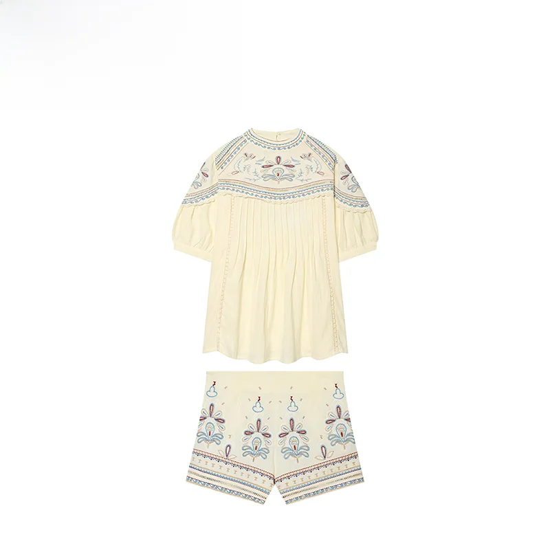Fashionable Embroidered Top Set ZR Summer New Arrival Women's Shirt Polyester Short Sleeve round Neck Regular Fit Poly Fiber
Fashionable Embroidered Top Set ZR Summer New Arrival Women's Shirt Polyester Short Sleeve round Neck Regular Fit Poly Fiber