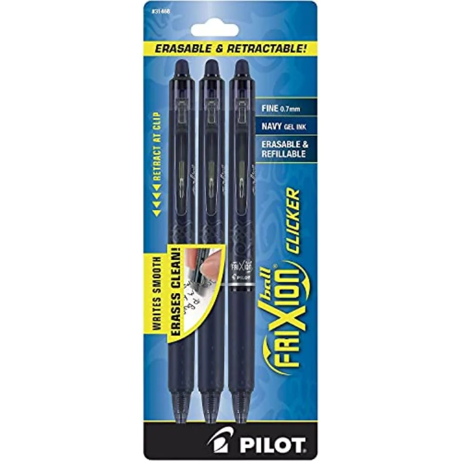 FriXion Clicker Erasable Pens, Refillable and Retractable Gel Ink Pens, Fine Point 0.7 mm, Navy Ink, 1-Pack Pack of 3 - Ideal f
FriXion Clicker Erasable Pens, Refillable and Retractable Gel Ink Pens, Fine Point 0.7 mm, Navy Ink, 1-Pack Pack of 3 - Ideal f