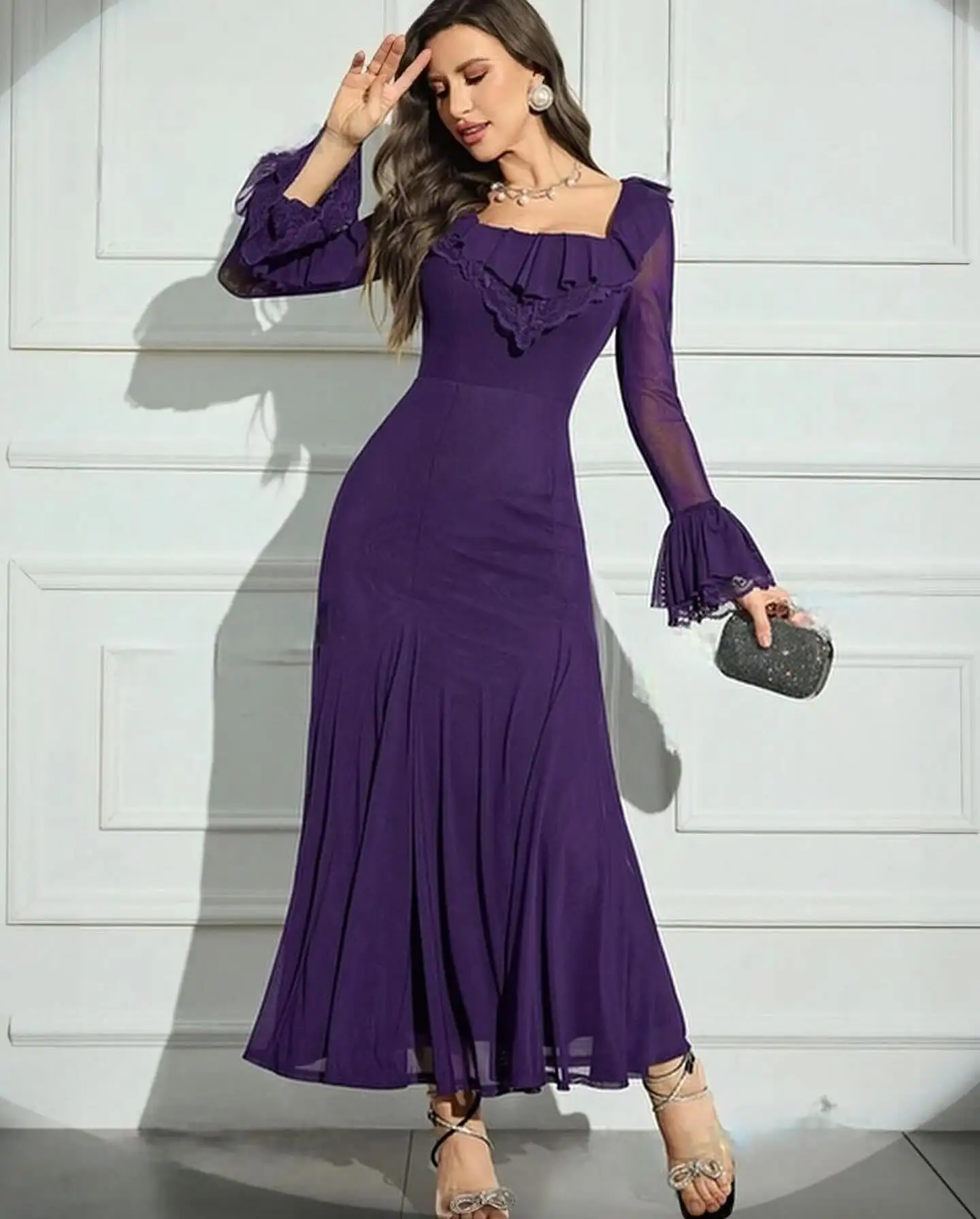 Customized Modern Organza Lace Evening Dresses High Quality Long Sleeves Square Neck Celebrity Gowns Custom Size Prom
Customized Modern Organza Lace Evening Dresses High Quality Long Sleeves Square Neck Celebrity Gowns Custom Size Prom