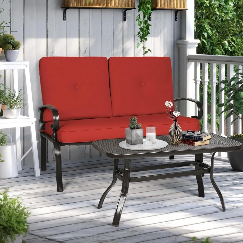 Patio Loveseat with Coffee Table - Outdoor Bench with Cushion,2 Piece Wrought Iron Outdoor Loveseat Metal Frame, Customized
Patio Loveseat with Coffee Table - Outdoor Bench with Cushion,2 Piece Wrought Iron Outdoor Loveseat Metal Frame, Customized