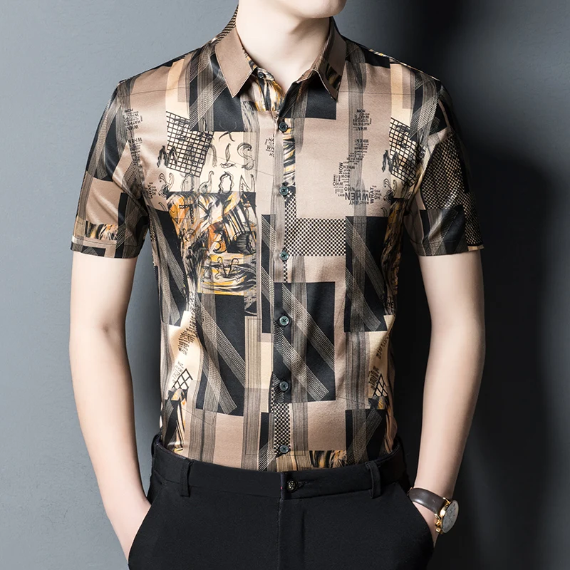 Streetwear Luxury Silk Men Shirt Regular Fit Short Sleeve Casual Summer Smooth Comfortable Quality Cool Fashion Camisa Masculina
Streetwear Luxury Silk Men Shirt Regular Fit Short Sleeve Casual Summer Smooth Comfortable Quality Cool Fashion Camisa Masculina