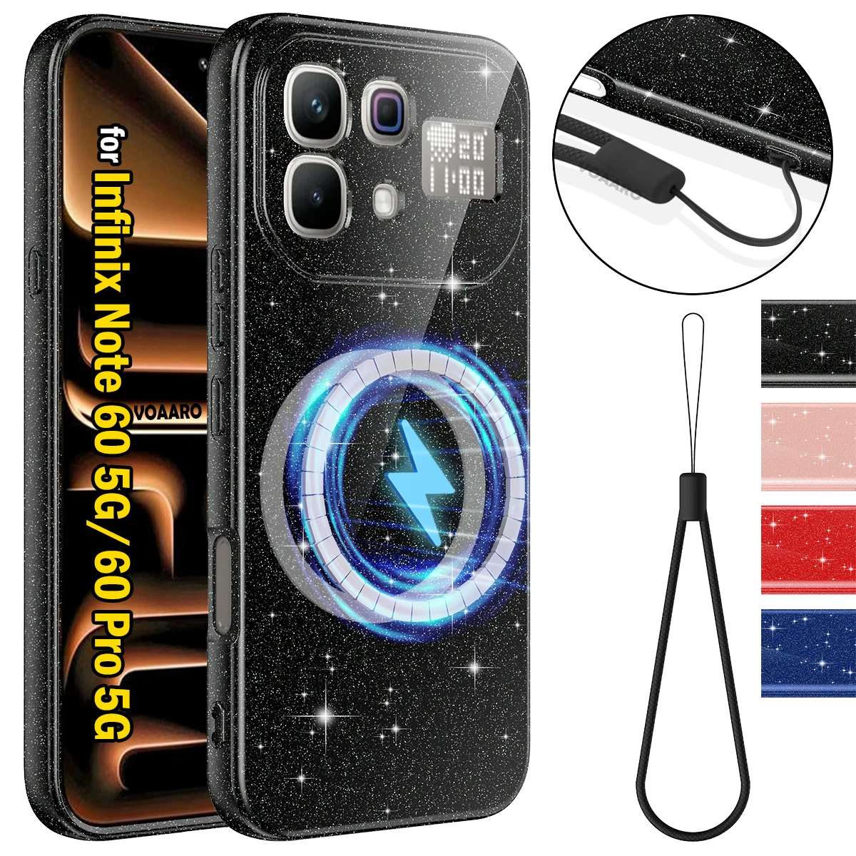 Shining Sparkle Capa for Infinix Note 60 Pro 5G Case for Infinix Note 60 5G Magnetic Wireless Charging Back Case with Strap
Shining Sparkle Capa for Infinix Note 60 Pro 5G Case for Infinix Note 60 5G Magnetic Wireless Charging Back Case with Strap