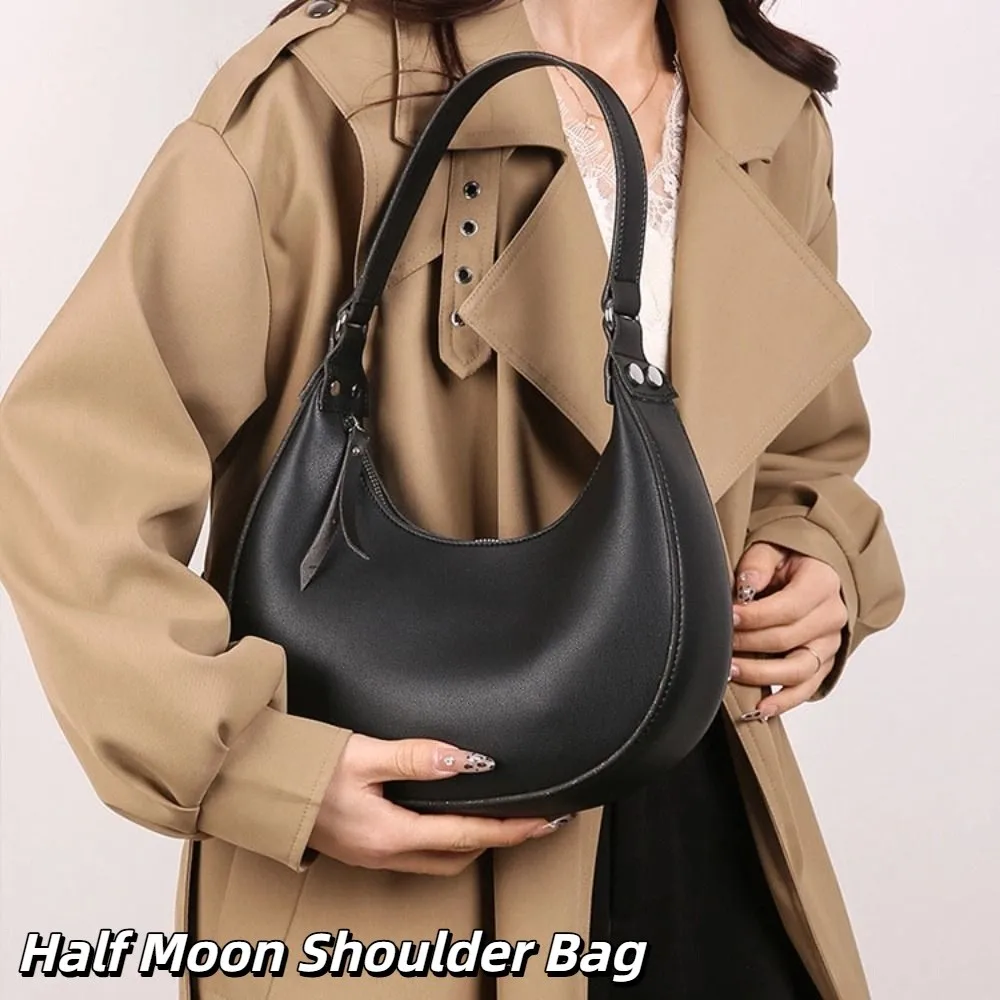 Leisure PU Leather Half Moon Shoulder Bag Solid Color Crescent Retro Underarm Bag Handbag Vintage Women's Armpit Bag Female
Leisure PU Leather Half Moon Shoulder Bag Solid Color Crescent Retro Underarm Bag Handbag Vintage Women's Armpit Bag Female
