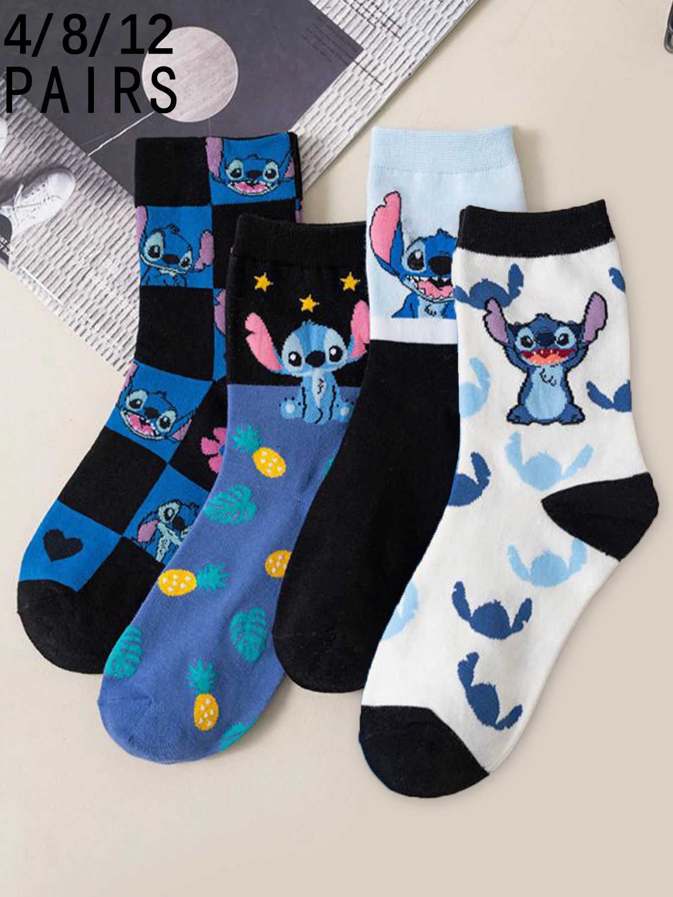 4/8/12 Pairs of miniso Fashionable and Trendy Cute Cartoon Anime Stitch Pattern Comfortable and Soft Outdoor Casual Women's Sock
4/8/12 Pairs of miniso Fashionable and Trendy Cute Cartoon Anime Stitch Pattern Comfortable and Soft Outdoor Casual Women's Sock