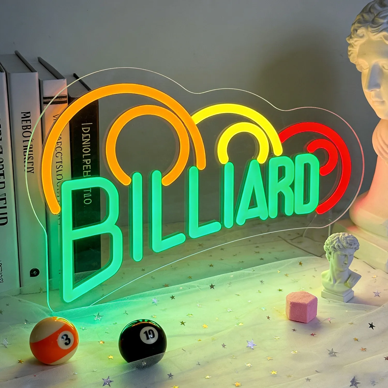 Неоновая светодиодная лампа Rainbow Billiard с регулируемой яркостью для бильярдной, игровой зоны, домашнего бара, развлекательного лаунжа, декора подростковой спальни
Неоновая светодиодная лампа Rainbow Billiard с регулируемой яркостью для бильярдной, игровой зоны, домашнего бара, развлекательного лаунжа, декора подростковой спальни