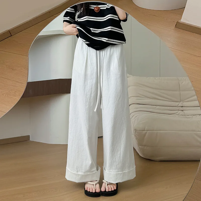 White Rolled Hem Linen Long Pants for Women, Summer Thin High Waist Lazy Style Casual Pants, Straight-Leg Draped Cotton Linen Wi
White Rolled Hem Linen Long Pants for Women, Summer Thin High Waist Lazy Style Casual Pants, Straight-Leg Draped Cotton Linen Wi