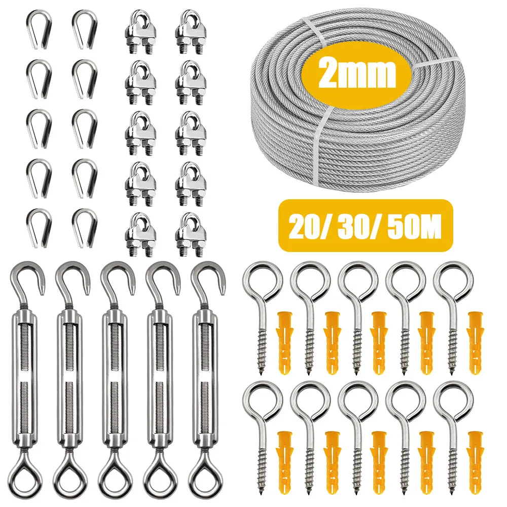 36 Pieces/Set 2mm Transparent Stainless Steel Wire Rope Kit Heavy Duty Garden Wire Cable Balcony Railing Farm Fence Tent Roll
36 Pieces/Set 2mm Transparent Stainless Steel Wire Rope Kit Heavy Duty Garden Wire Cable Balcony Railing Farm Fence Tent Roll