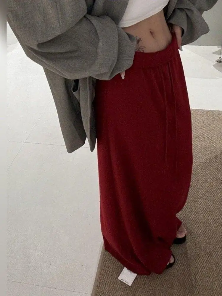 Loose Red Dstring Korean Sle f-length Skirt Women's Faionable Long Skirt Winter New Design Sensation Skirt
Loose Red Dstring Korean Sle f-length Skirt Women's Faionable Long Skirt Winter New Design Sensation Skirt