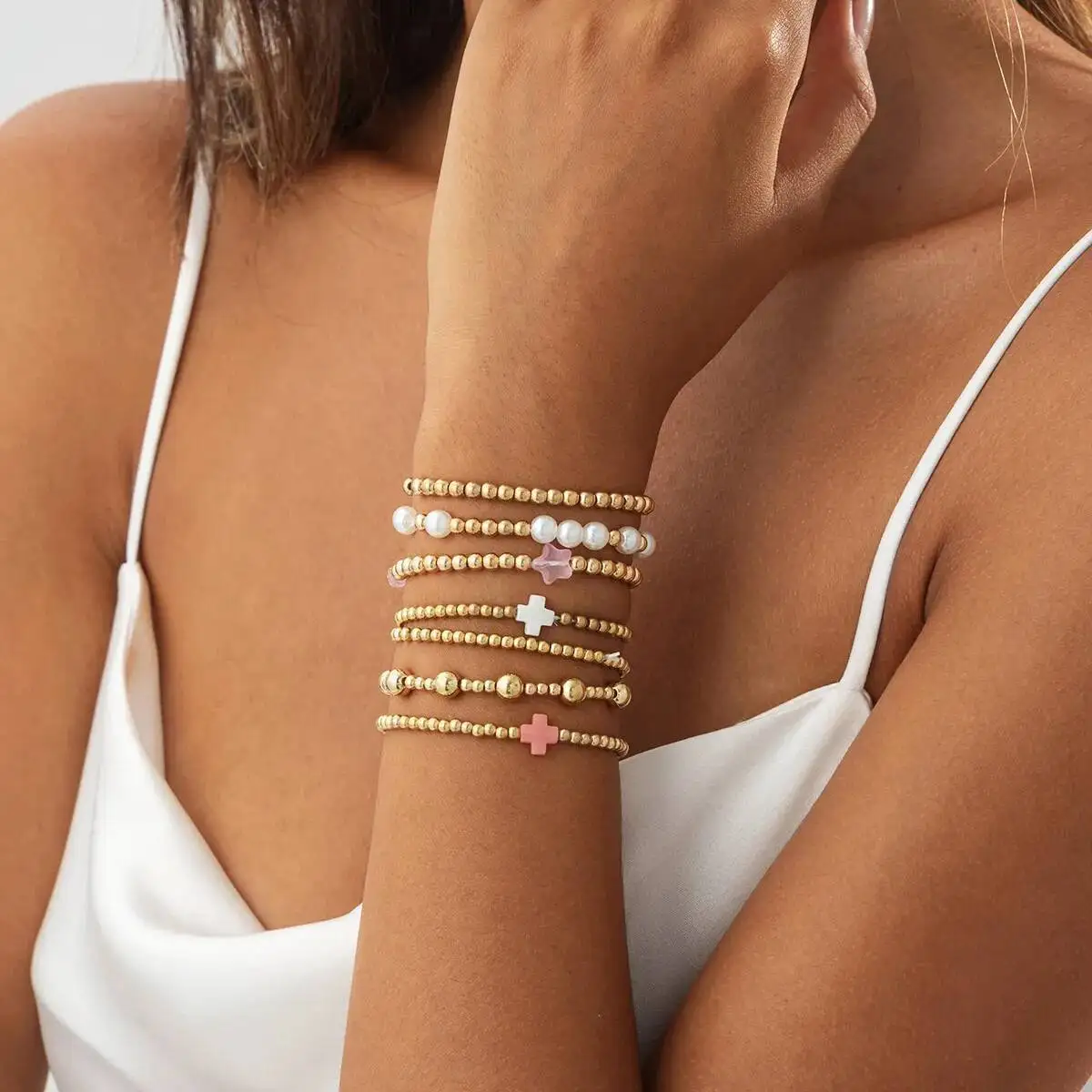 Ingemark 7Pcs Set Creative Imitation Pearl Chain Bracelets Vintage Cross Charm Bangles for Women Couple Jewelry Trendy Accessory
Ingemark 7Pcs Set Creative Imitation Pearl Chain Bracelets Vintage Cross Charm Bangles for Women Couple Jewelry Trendy Accessory