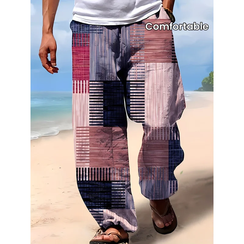 Mens Loose Fit Geometric Pattern Print Beach Trousers Elastic Drawstring Wais Suitable For Outdoor Sports Summer Pants For Men
Mens Loose Fit Geometric Pattern Print Beach Trousers Elastic Drawstring Wais Suitable For Outdoor Sports Summer Pants For Men