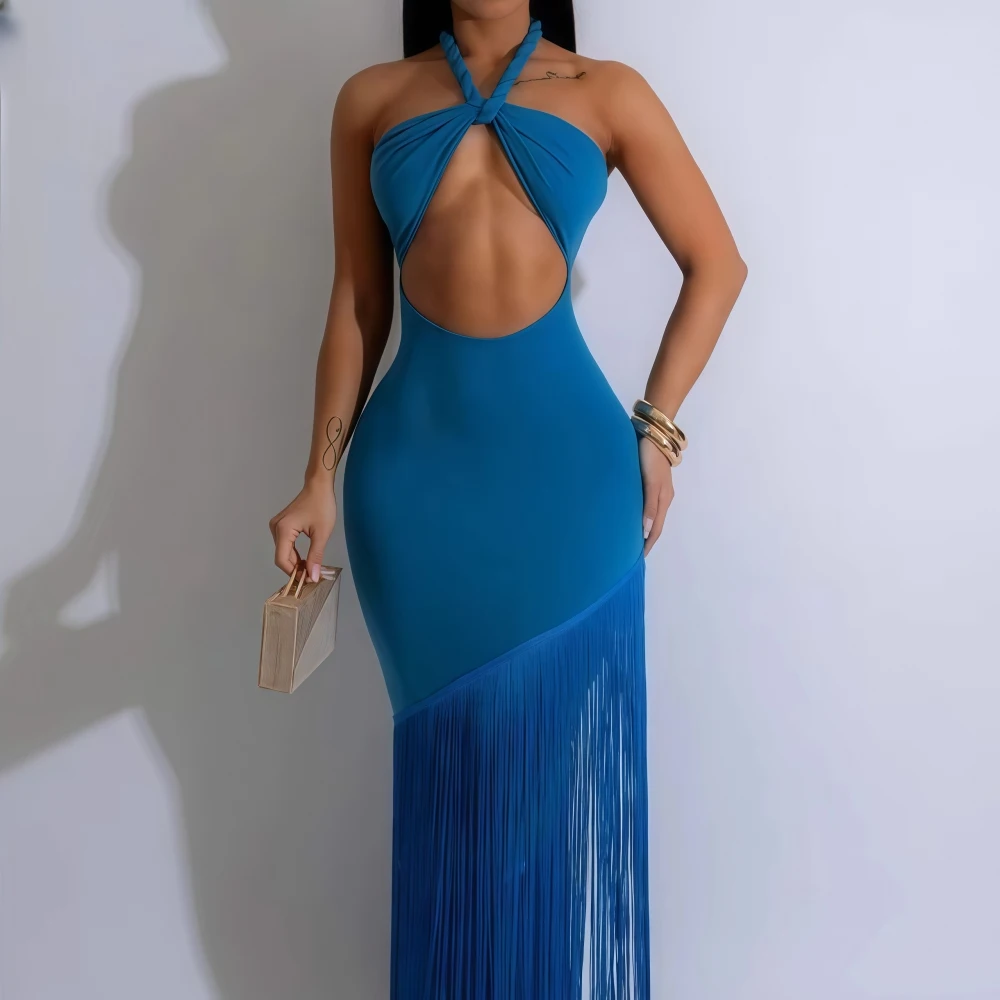 HLJ Sexy Tassel Long Dress Women Halter Off Shoulder Backless Bodycon Dress Female Night Party Clubwear Vestidos 2025 Spring New
HLJ Sexy Tassel Long Dress Women Halter Off Shoulder Backless Bodycon Dress Female Night Party Clubwear Vestidos 2025 Spring New