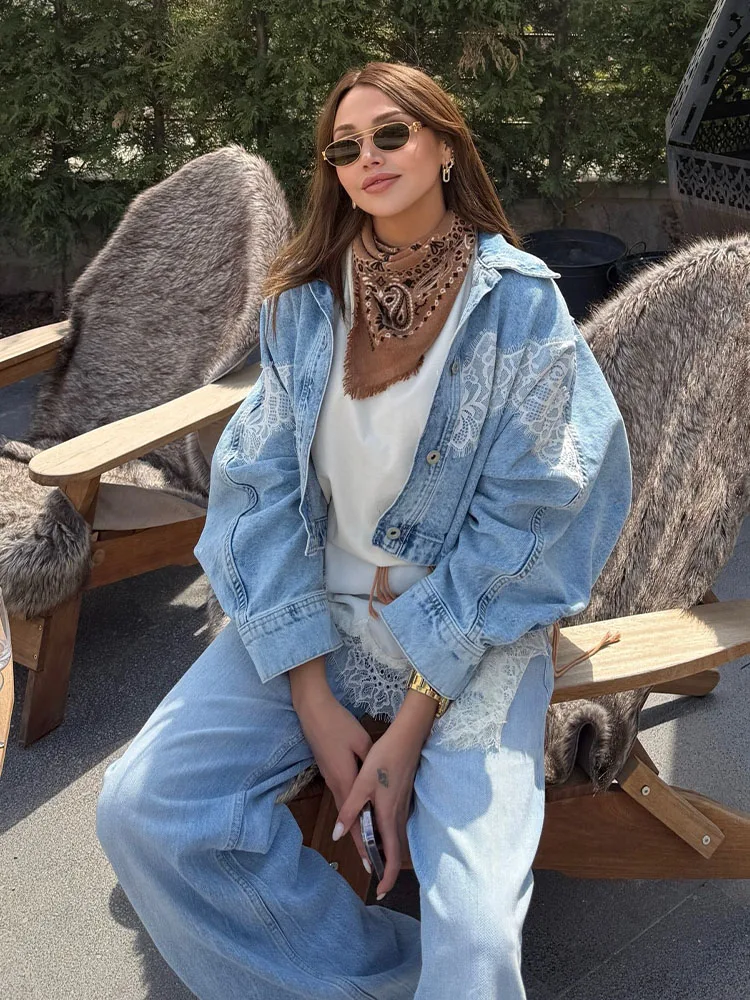 HH Women Chic Single-breasted Lace Lapel Long Sleeve Short Denim Jacket+Mid-rise Hole Decoration Loose Jeans Spring 2-Piece Set
HH Women Chic Single-breasted Lace Lapel Long Sleeve Short Denim Jacket+Mid-rise Hole Decoration Loose Jeans Spring 2-Piece Set