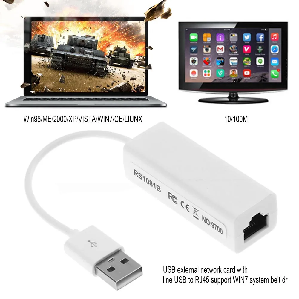 Сетевой адаптер USB 2.0 на RJ45 LAN Ethernet 10/100 Мбит/с для компьютера (WIN7)
Сетевой адаптер USB 2.0 на RJ45 LAN Ethernet 10/100 Мбит/с для компьютера (WIN7)