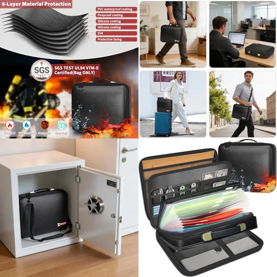 3200℉ Fireproof Document Box Organizer, UL Certified Laptop Bag for 15.6 inch, Waterproof Portable File Box with 13 Pockets for
3200℉ Fireproof Document Box Organizer, UL Certified Laptop Bag for 15.6 inch, Waterproof Portable File Box with 13 Pockets for