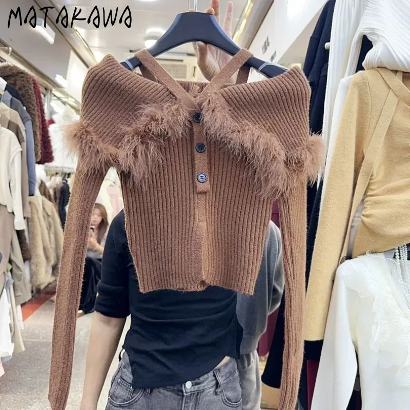 Matakawa Women Sweaters Slash Neck Y2k Solid Vintage Autumn Winter Short Pullovers Korean Fashion Buttons Slim Pull Femme
Matakawa Women Sweaters Slash Neck Y2k Solid Vintage Autumn Winter Short Pullovers Korean Fashion Buttons Slim Pull Femme