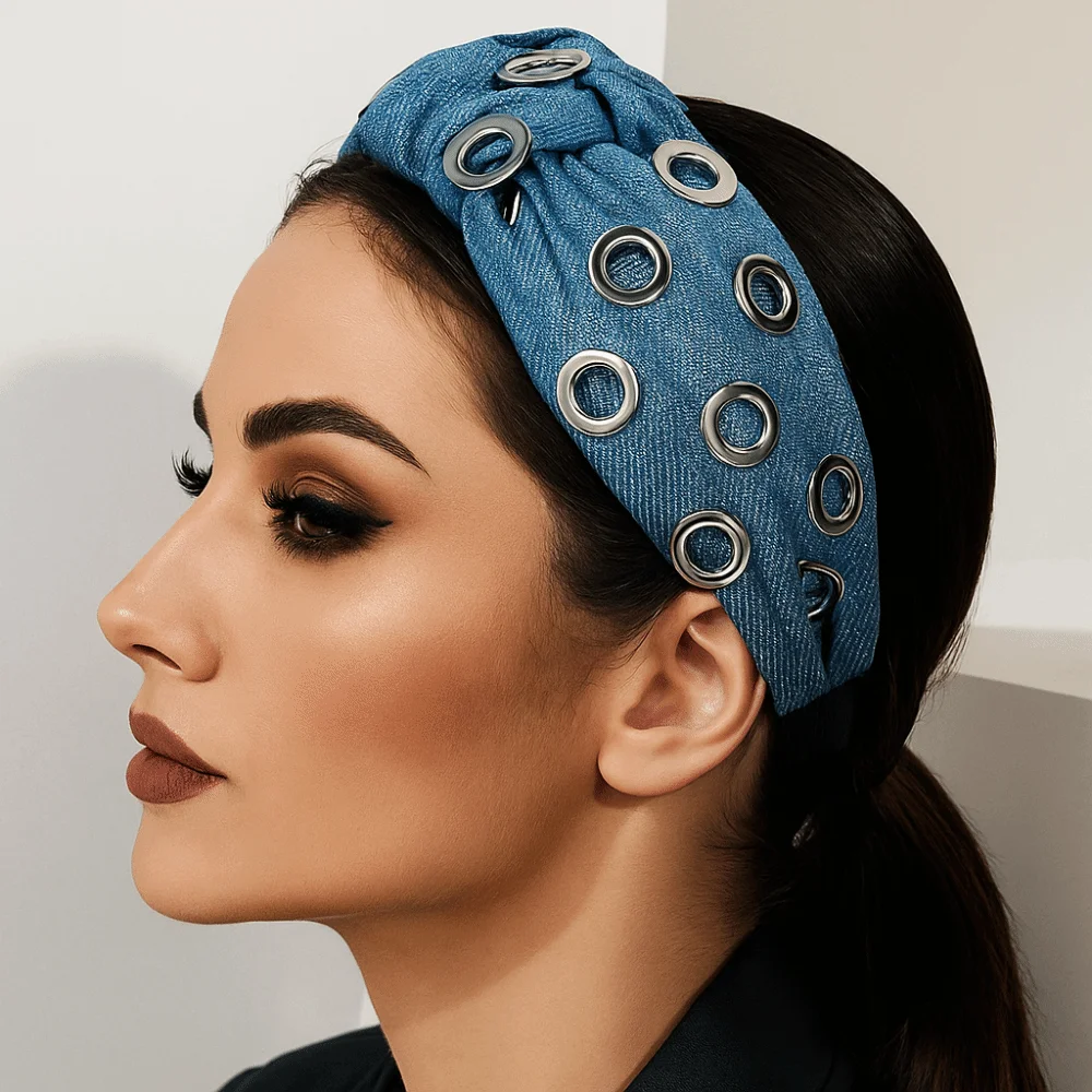 Headwear Y2K Denim Headband Wide Metal Punk Hairband Personalized Rock Hollowed Out Eyelets Headband Party
Headwear Y2K Denim Headband Wide Metal Punk Hairband Personalized Rock Hollowed Out Eyelets Headband Party