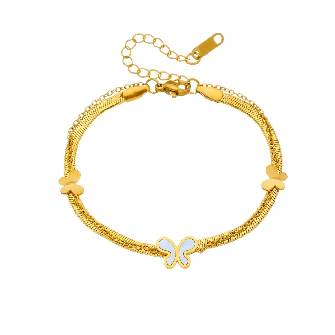 Punk Animal Butterfly Charm Bracelet Female Gold Color Stainless Steel 2 Layer Flat Snake Chain Link Bracelets for Women Jewelry
Punk Animal Butterfly Charm Bracelet Female Gold Color Stainless Steel 2 Layer Flat Snake Chain Link Bracelets for Women Jewelry