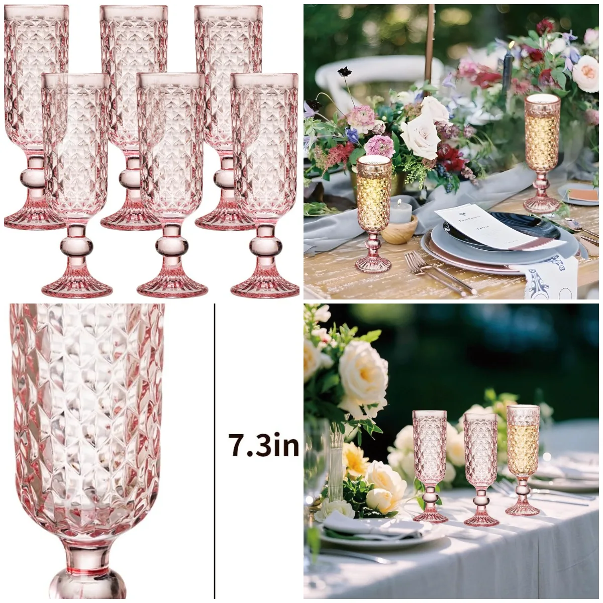 6pcs 5oz Pink Crystal Champagne Flutes, Elegant Wine Glasses Set for Weddings, Parties, Gifts (Set of 6, Luxury, Durable)
6pcs 5oz Pink Crystal Champagne Flutes, Elegant Wine Glasses Set for Weddings, Parties, Gifts (Set of 6, Luxury, Durable)