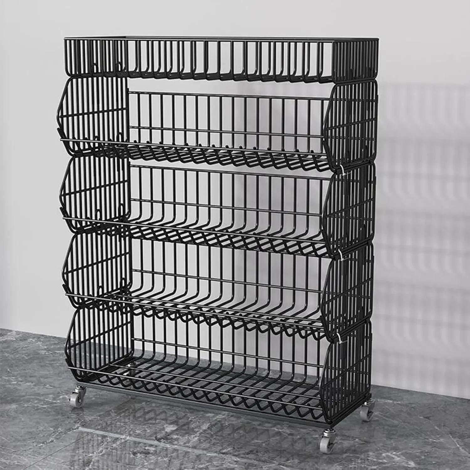 Floor Standing Metal Wire Basket Five Tier Snack Display Stand
Floor Standing Metal Wire Basket Five Tier Snack Display Stand