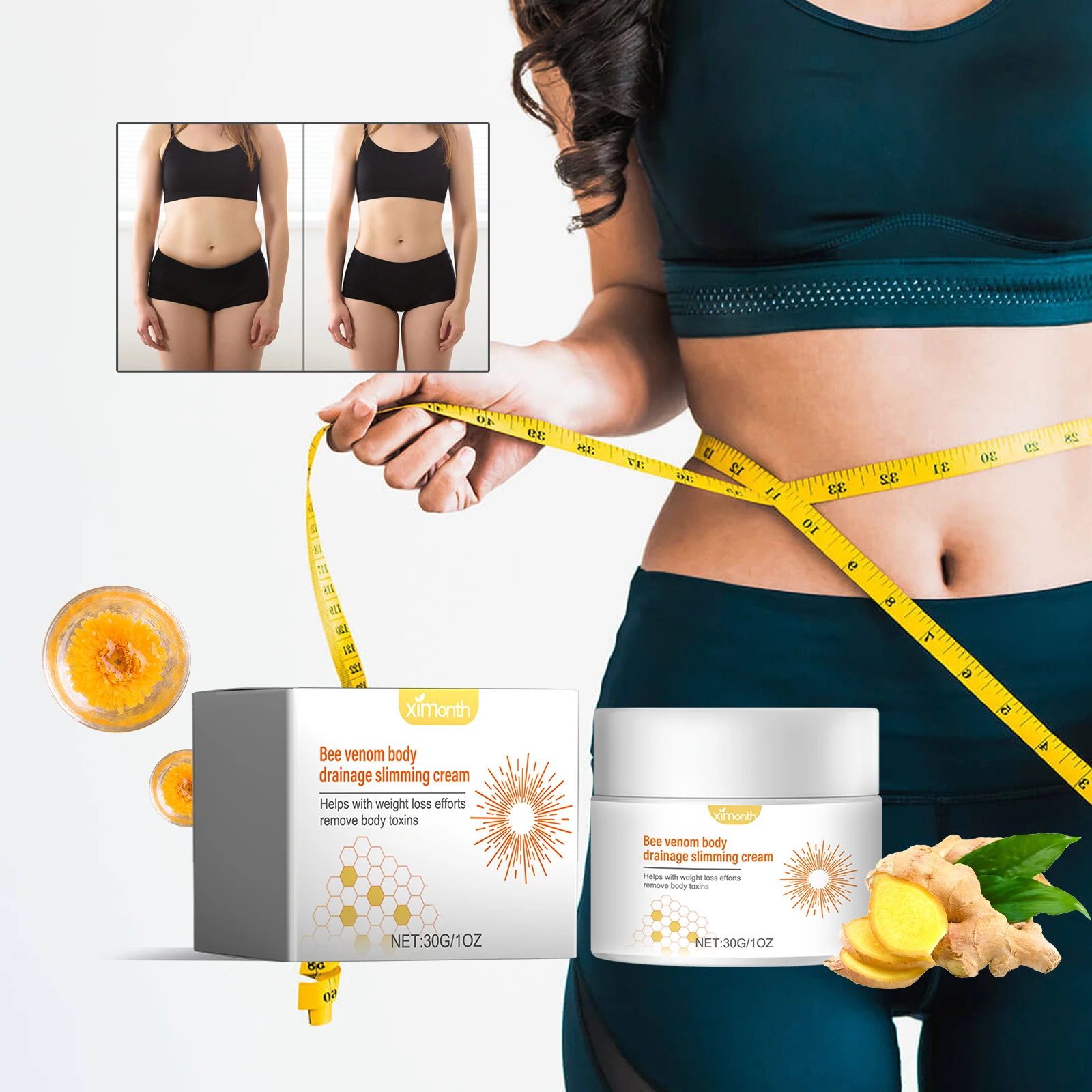 Ximonth Bee Venom Body Drainage Slimming Cream Body Firming Healthy Detox Fat Burning Rapid Body Shaping for Mem Women
Ximonth Bee Venom Body Drainage Slimming Cream Body Firming Healthy Detox Fat Burning Rapid Body Shaping for Mem Women