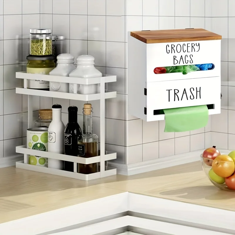 Large Capacity Wall-Mount or Cabinet Hanging Storage for Kitchen and Bathroom Essentials, White/Black
Large Capacity Wall-Mount or Cabinet Hanging Storage for Kitchen and Bathroom Essentials, White/Black