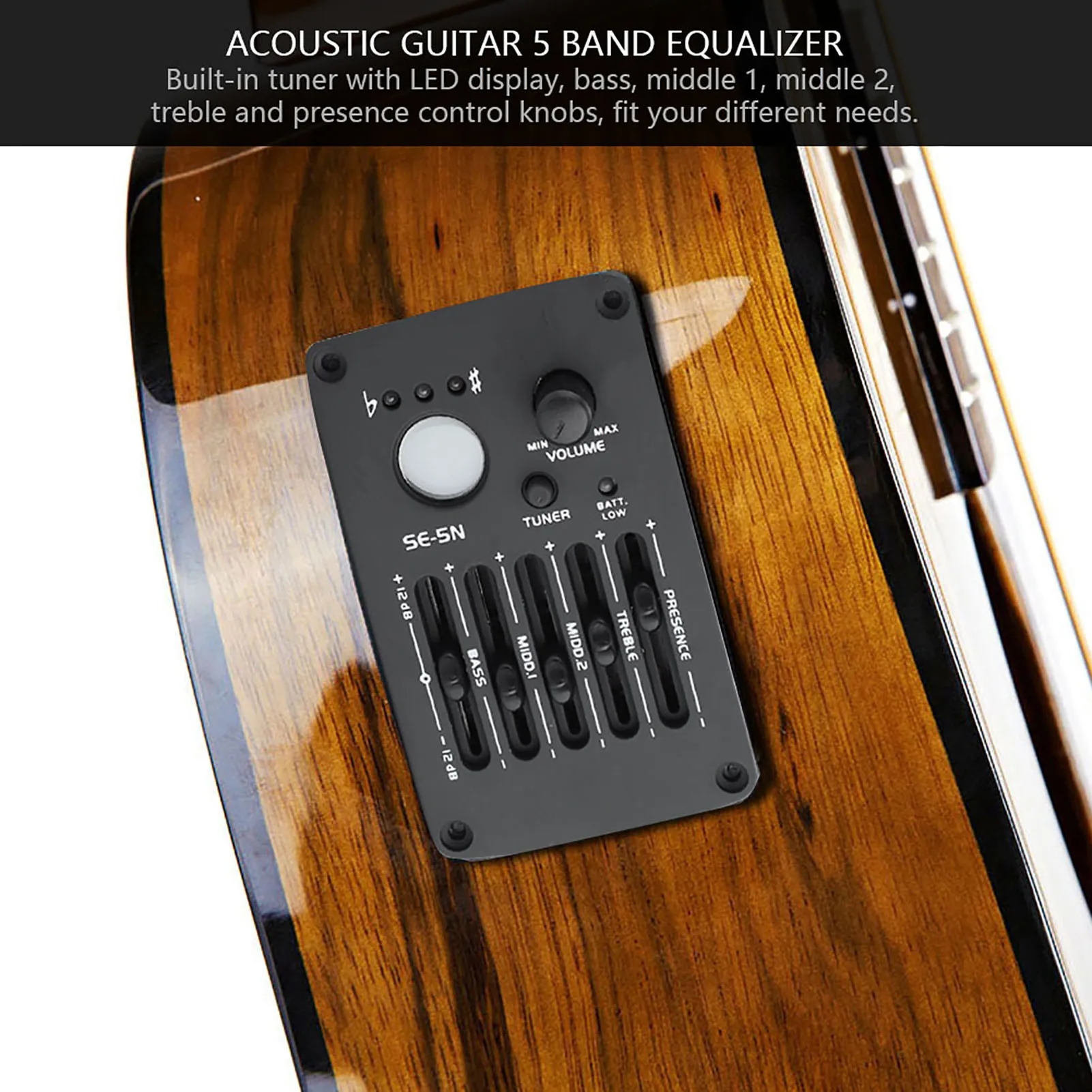 5 Band EQ Guitar 5 Band Equalizer SE‑5N 5 Band EQ Equalizer Pickup Tuner for Acoustic Guitar Musical Instrument Accessory Kit
5 Band EQ Guitar 5 Band Equalizer SE‑5N 5 Band EQ Equalizer Pickup Tuner for Acoustic Guitar Musical Instrument Accessory Kit