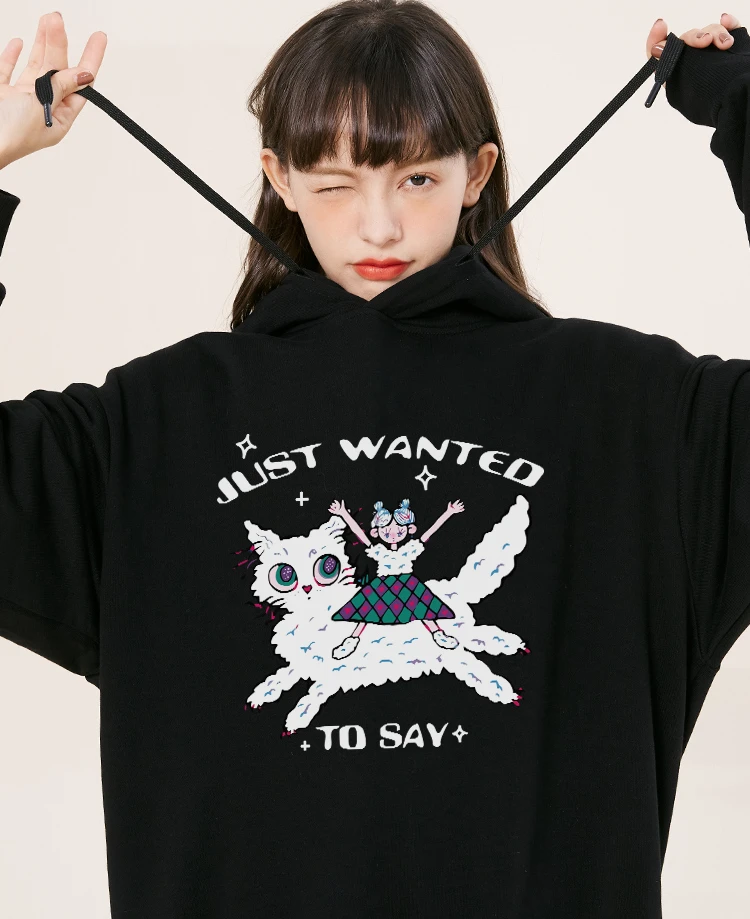 Hooded Sweater Women's 2024 New Autumn and Winter Trend Black Coat Premium Cat Print
Hooded Sweater Women's 2024 New Autumn and Winter Trend Black Coat Premium Cat Print