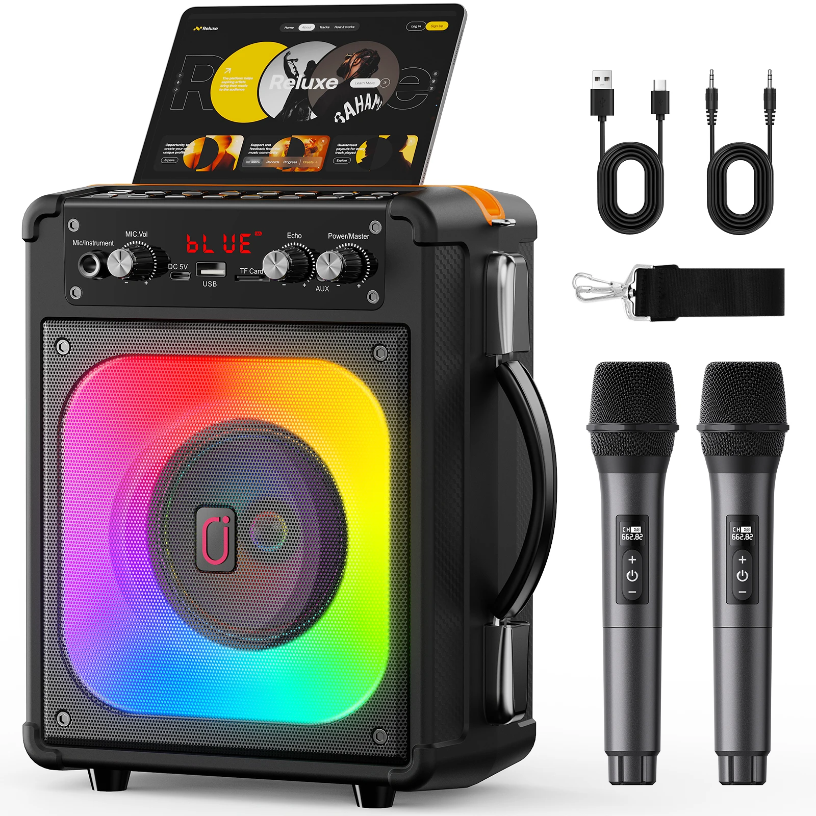 Tx06Karaoke Bluetooth Speaker with Microphone,High-Power Karaoke Outdoor Bass Audio,Karaoke Bluetooth Speaker Music Rhythm Light
Tx06Karaoke Bluetooth Speaker with Microphone,High-Power Karaoke Outdoor Bass Audio,Karaoke Bluetooth Speaker Music Rhythm Light