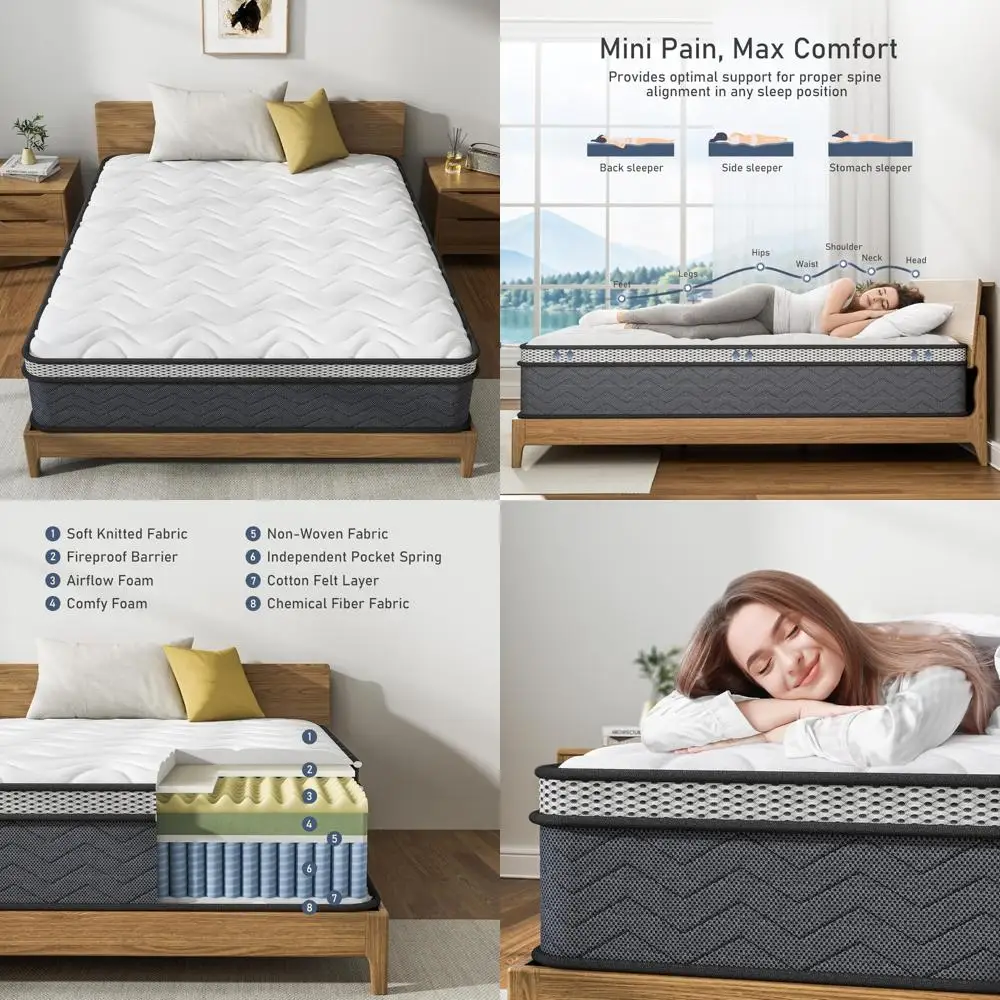 Queen Size Hybrid Mattress: 12 Inch Medium Firm with Pocketed Springs and Memory Foam
Queen Size Hybrid Mattress: 12 Inch Medium Firm with Pocketed Springs and Memory Foam