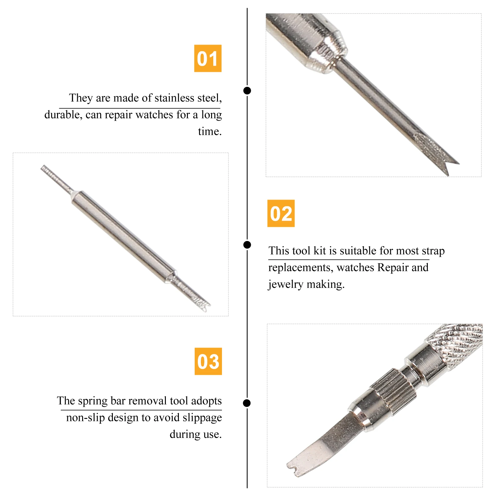 1 set Stainless Steel Watch Repair Kit Easy Strap Replacement Tools Non Design for Band Link Pin Spring Bars Watch
1 set Stainless Steel Watch Repair Kit Easy Strap Replacement Tools Non Design for Band Link Pin Spring Bars Watch