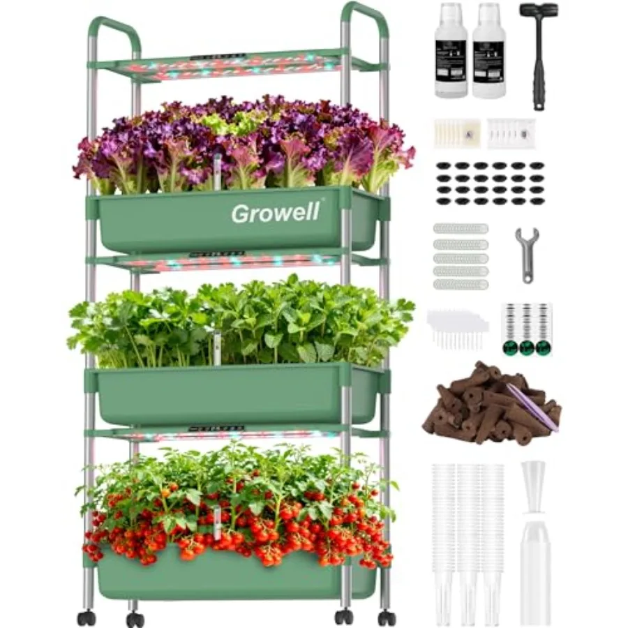 Large Hydroponics Growing System Kit for indoor herb gardening, ABS plastic stainless steel, green, 81 pods, 3-tier vertical de
Large Hydroponics Growing System Kit for indoor herb gardening, ABS plastic stainless steel, green, 81 pods, 3-tier vertical de
