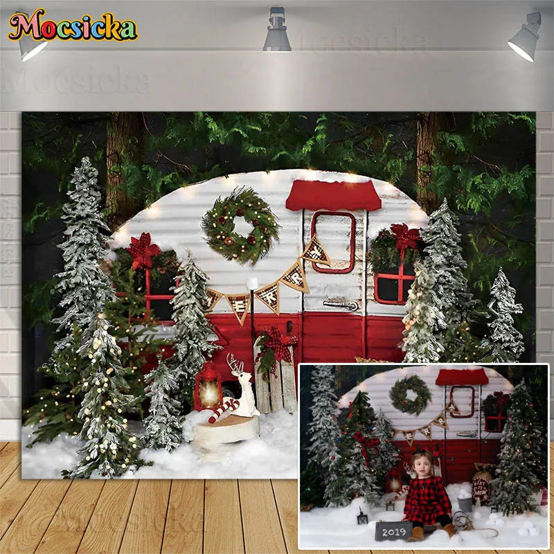 Christmas Camper Photography Backdrop Winter Snowy Pine Trees Mini Bus Merry Xmas Santa Background Family Holiday Portrait Photo
Christmas Camper Photography Backdrop Winter Snowy Pine Trees Mini Bus Merry Xmas Santa Background Family Holiday Portrait Photo