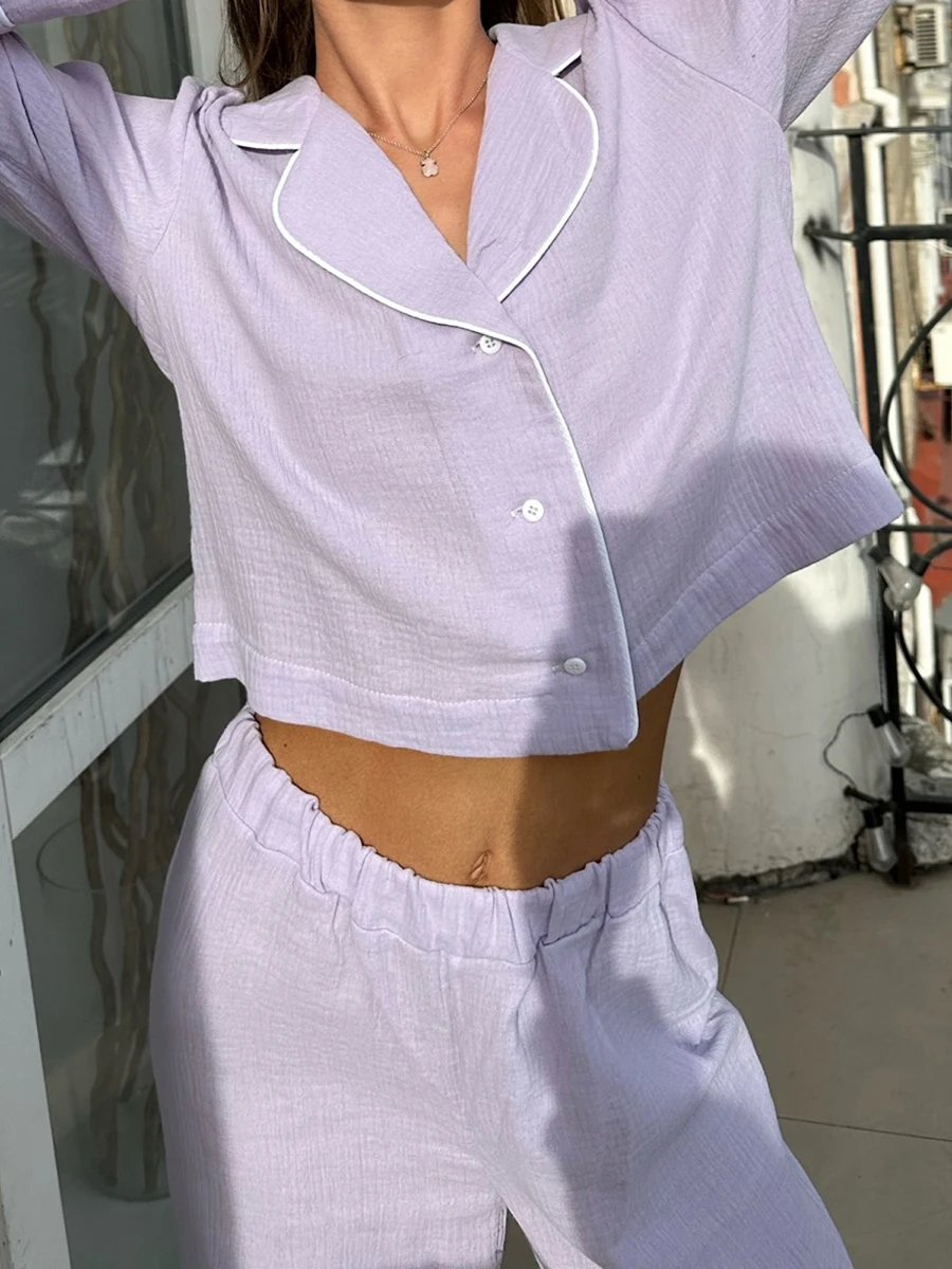 Women s Cozy 2 Piece Pajama Set with Long Sleeve Lapel Button Up Top and Comfy Pants for Lounging and Sleepwear
Women s Cozy 2 Piece Pajama Set with Long Sleeve Lapel Button Up Top and Comfy Pants for Lounging and Sleepwear