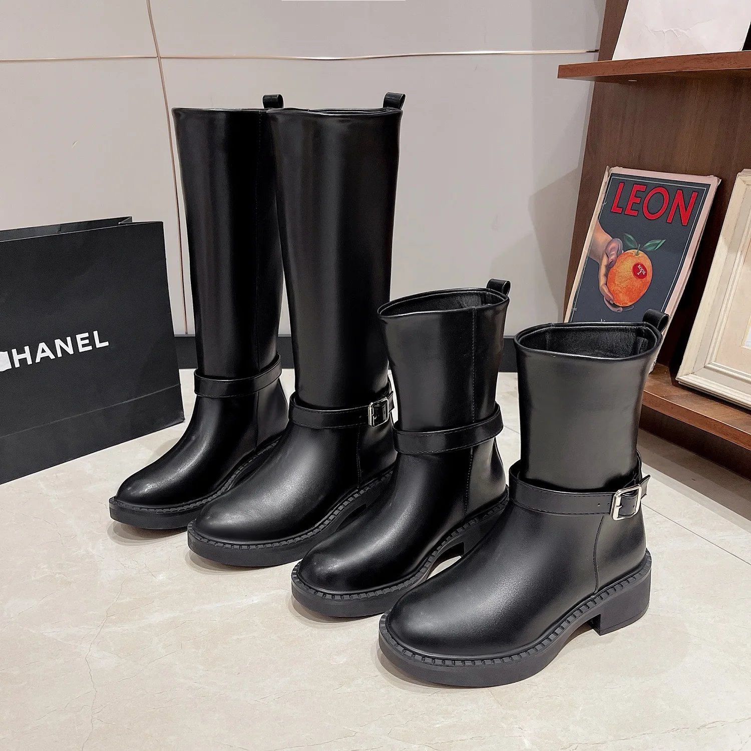 Black Leather Knee Boots for Women Shoes Metal Buckle Decoration New Fashion Outdoor Long Botas Ladies Footwear Optional Length
Black Leather Knee Boots for Women Shoes Metal Buckle Decoration New Fashion Outdoor Long Botas Ladies Footwear Optional Length