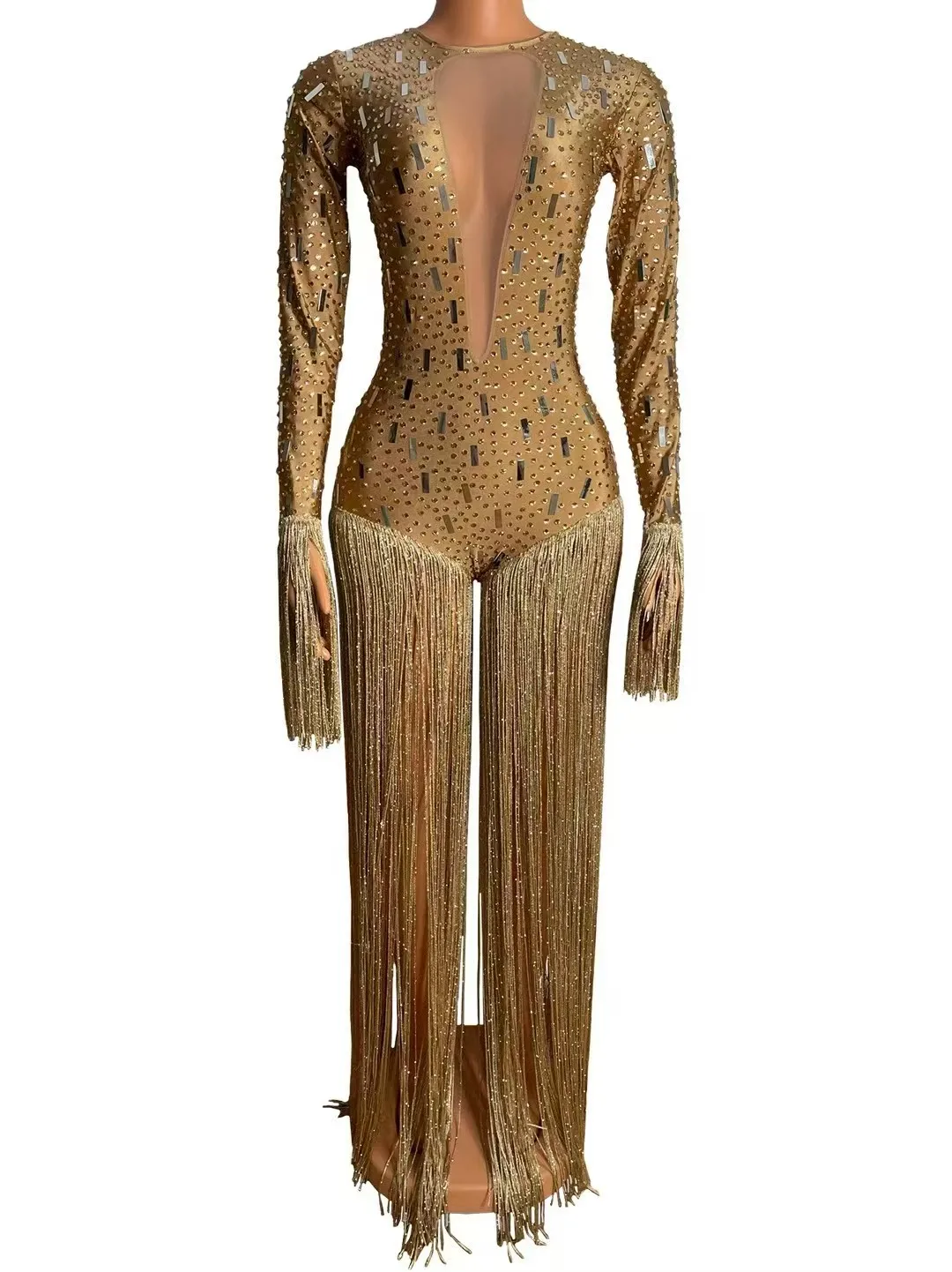 Tight And Sexy Full Diamond Deep VJumpsuiFringe Nightclub Bar Annual Meeting Runway HostPerformance Costume A721
Tight And Sexy Full Diamond Deep VJumpsuiFringe Nightclub Bar Annual Meeting Runway HostPerformance Costume A721