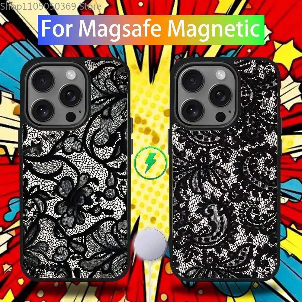 Lace Print Pattern Phone Case For iPhone 17,16,15,14,13,12,11,Pro,Max,Plus,Mini,SE4,E Magnetic Magsafe Wireless Charging 
Lace Print Pattern Phone Case For iPhone 17,16,15,14,13,12,11,Pro,Max,Plus,Mini,SE4,E Magnetic Magsafe Wireless Charging