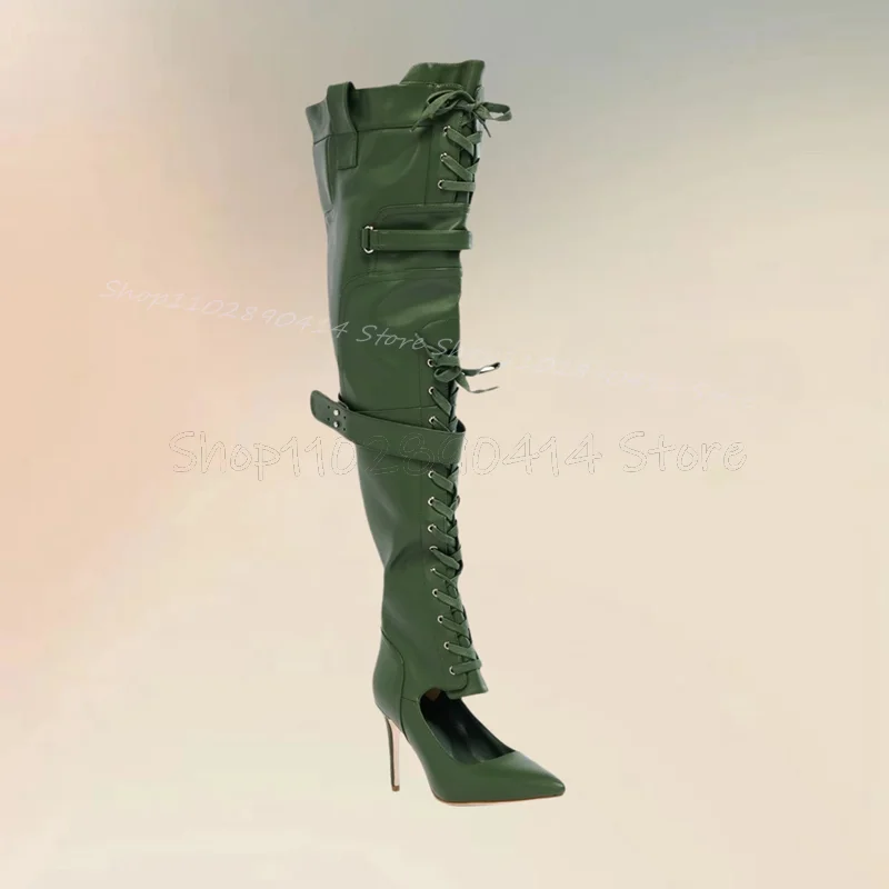 Green Buckle Hollow Design Strappy Pointed Toe Boots Back Zipper Women Shoes Thin High Heels Fashion 2025 Zapatos Para Mujere
Green Buckle Hollow Design Strappy Pointed Toe Boots Back Zipper Women Shoes Thin High Heels Fashion 2025 Zapatos Para Mujere