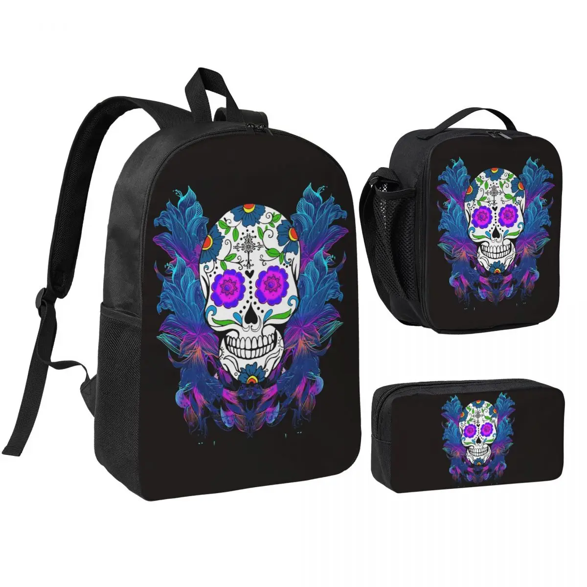 Blue Purple Floral Sugar Skull Day Of The Dead Backpack BookBag School Bag Shoulder Bags 3ps Insulated Lunch Bag Pencil Case
Blue Purple Floral Sugar Skull Day Of The Dead Backpack BookBag School Bag Shoulder Bags 3ps Insulated Lunch Bag Pencil Case