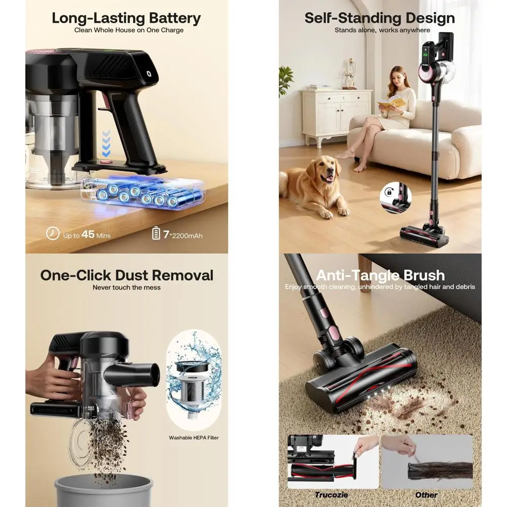 Беспроводной пылесос 40 кПа, 45 минут работы, легкий, 8-в-1, для дома, идеально подходит для ковров, плитки, шерсти животных, твердых полов
Беспроводной пылесос 40 кПа, 45 минут работы, легкий, 8-в-1, для дома, идеально подходит для ковров, плитки, шерсти животных, твердых полов