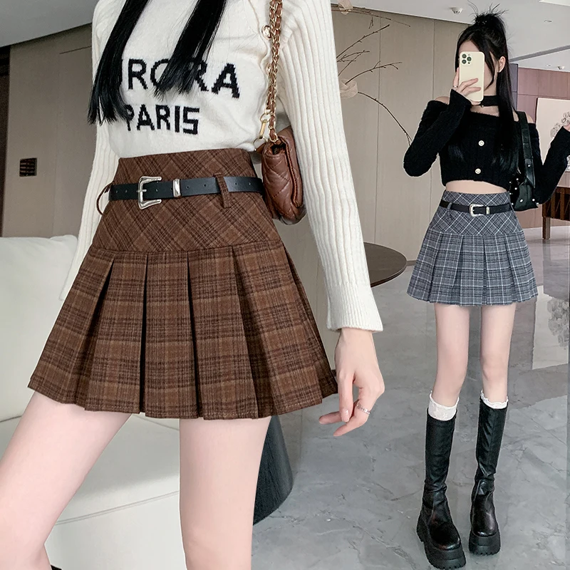 Retro Plaid Pleated High Waist Skirt Women's Autumn Winter New Sle Slimming Woolen ort Skirt Faion A-Line Skirt
Retro Plaid Pleated High Waist Skirt Women's Autumn Winter New Sle Slimming Woolen ort Skirt Faion A-Line Skirt