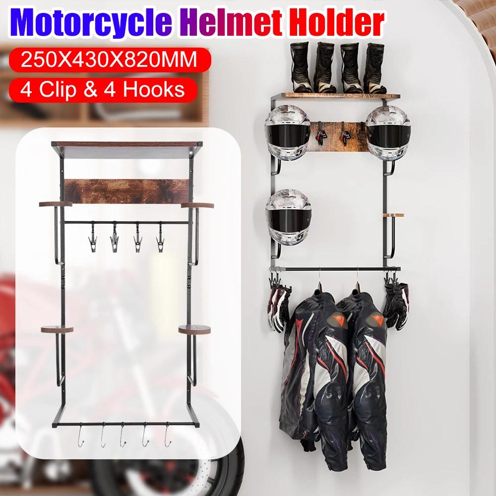 Wood Iron Motorcycle Helmet Holder Wall Mounted Helmet Rack with Hook Clip for Home Garage Motorcycle Accessories Storage Racks
Wood Iron Motorcycle Helmet Holder Wall Mounted Helmet Rack with Hook Clip for Home Garage Motorcycle Accessories Storage Racks