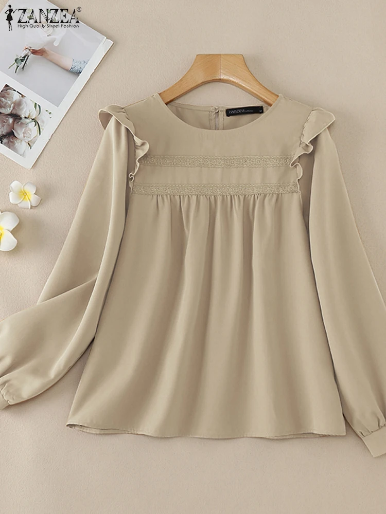 ZANZEA Long Sleeveless Solid Smock Tops Women 2025 Spring Vintage Elegant Blouses Casual Ruffles O Neck Lace Panels Blusas Mujer
ZANZEA Long Sleeveless Solid Smock Tops Women 2025 Spring Vintage Elegant Blouses Casual Ruffles O Neck Lace Panels Blusas Mujer
