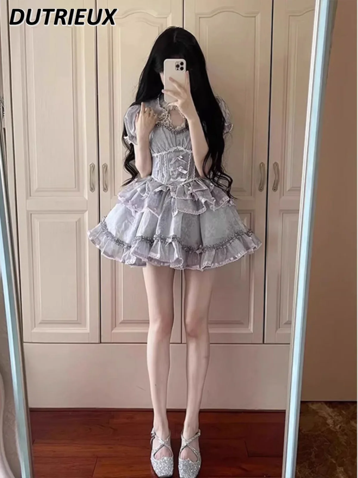 Gray Purple Summer New Sweet Cute Girl Jsk Puffy Princess Dresses Lolita Sleeveless High Waist Slimming Short Dress
Gray Purple Summer New Sweet Cute Girl Jsk Puffy Princess Dresses Lolita Sleeveless High Waist Slimming Short Dress