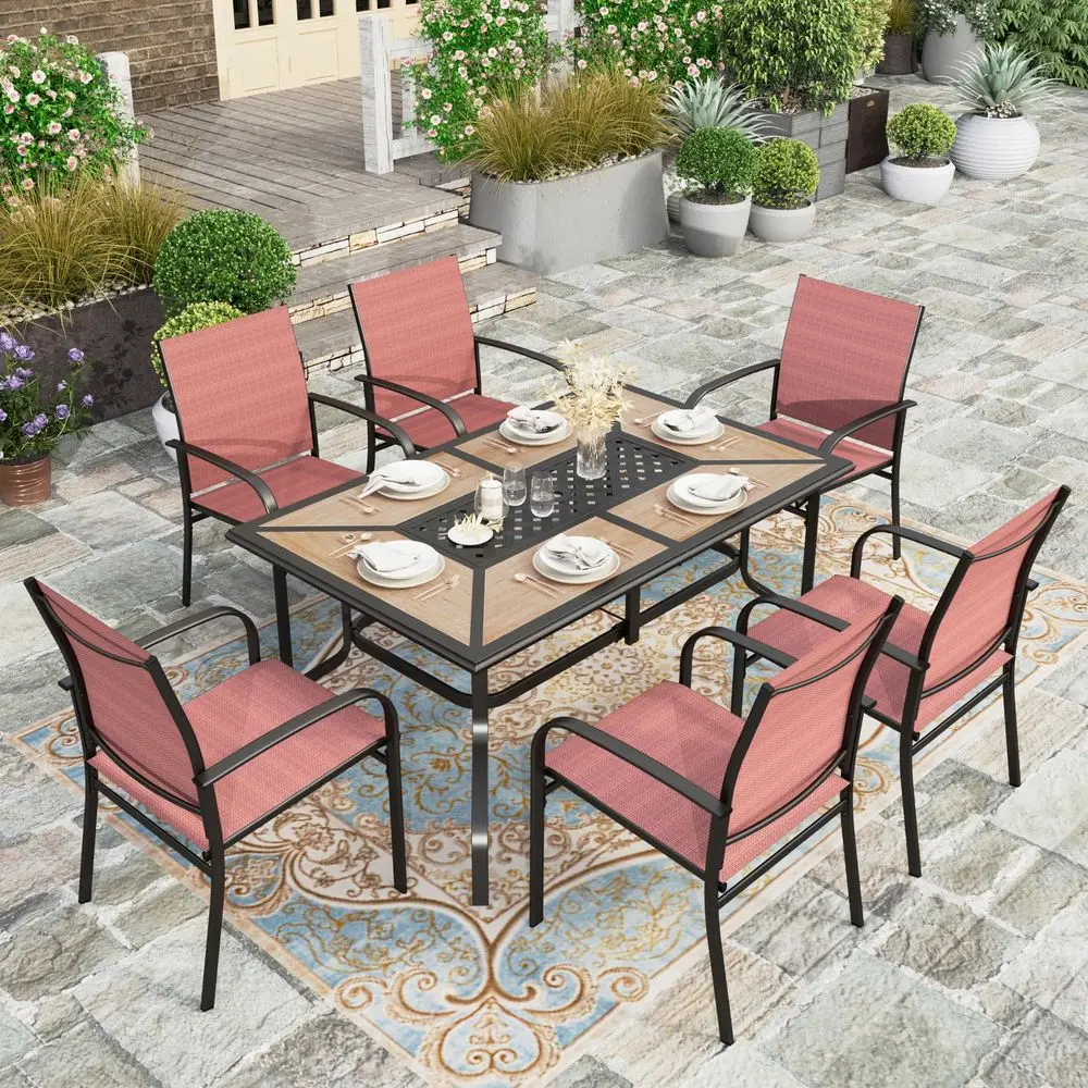 HOUSE Patio Table and Chairs Set, 61 Rectangular Outdoor PVC Table with Umbrella Hole, 7 Pieces Outdoor Dining Furniture Sets w
HOUSE Patio Table and Chairs Set, 61 Rectangular Outdoor PVC Table with Umbrella Hole, 7 Pieces Outdoor Dining Furniture Sets w